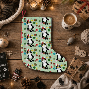 Petite Chaussette De Noël Drôle Mignon Chat Smoking Noir et Blanc Fête de No