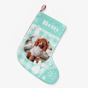 Petite Chaussette De Noël Drôle mignon chien flanelle turquoise photo de ani