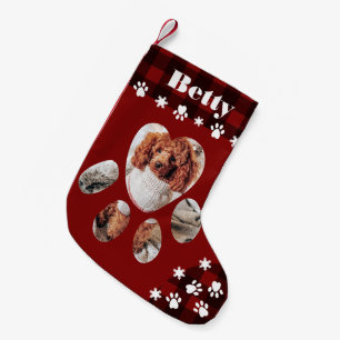 Petite Chaussette De Noël Drôle mignon chien rouge patte animal de compagnie