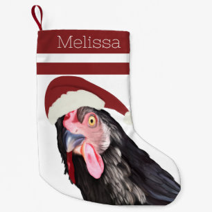 Petite Chaussette De Noël Drôle Noël Poulet Rouge rayures