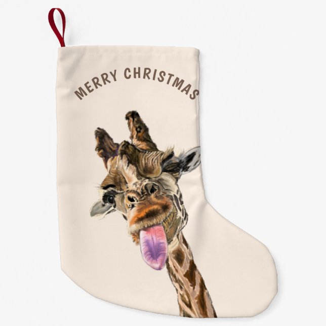 Petite Chaussette De Noël Drôle Noël Stocker Joyeuse Giraffe - Smile (Devant)