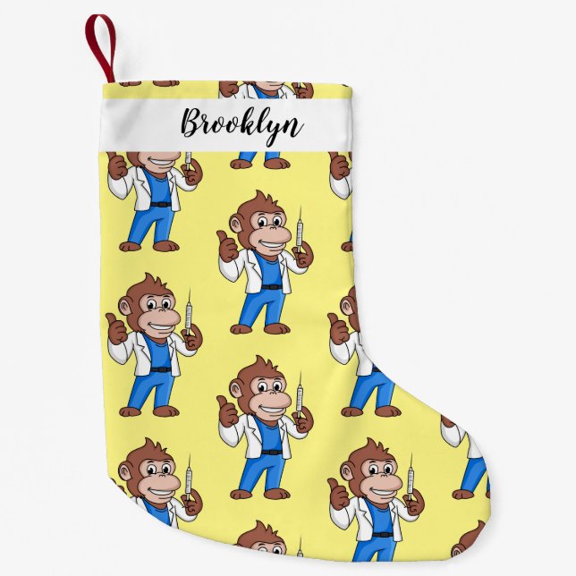 Petite Chaussette De Noël Drôle orangoutan dessinateur docteur (Devant)