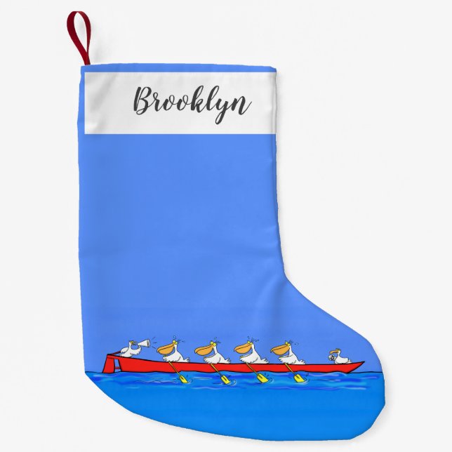 Petite Chaussette De Noël Drôle pélicans rameurs dessin animé (Devant)