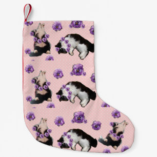 Petite Chaussette De Noël Drôle Tuxedo Chat Pink Polka Point Noël Stocker