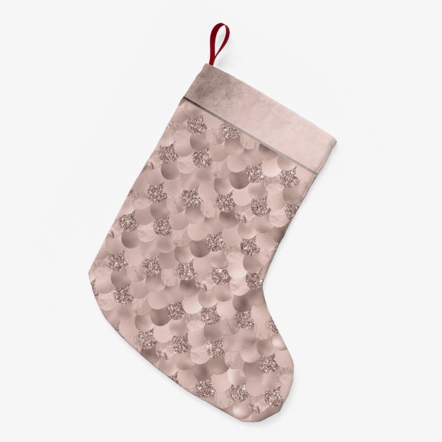 Petite Chaussette De Noël Échelle Mermaid Posh | Dusty Terracotta Peach Shee (Devant (Accrochage))