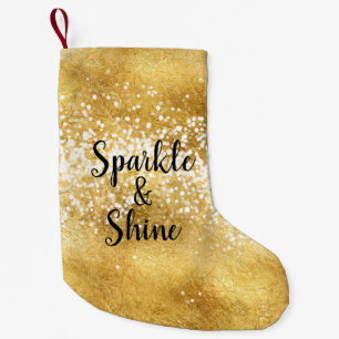 Petite Chaussette De Noël Éclat blanc d'étincelle d'or