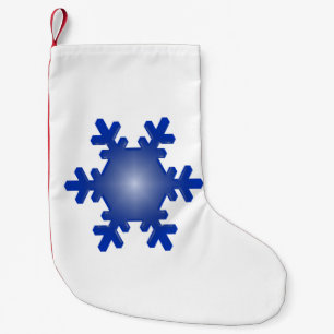 Petite Chaussette De Noël Éclatement du flocon de neige bleu sur blanc