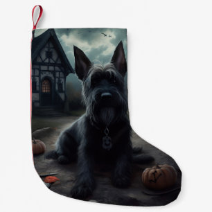 Petite Chaussette De Noël Ecosse Terrier Citrouille Halloween effrayant