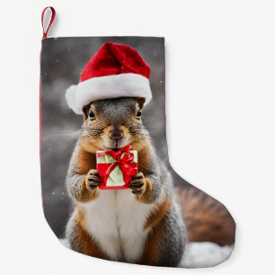 Petite Chaussette De Noël Écureuil renard de Noël avec un chapeau de Père No
