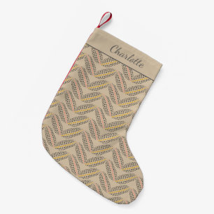 Petite Chaussette De Noël Elégant Abstrait Botanique Dots Sable Personnalisé