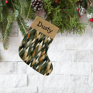 Petite Chaussette De Noël Élégant Motif d'arbre à pin Forêt rustique