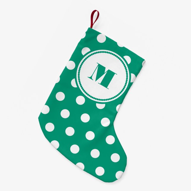 Petite Chaussette De Noël Élégant Motif de monogramme vert (Devant (Accrochage))