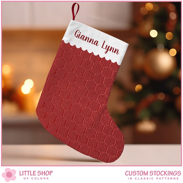 Petite Chaussette De Noël Élégant Motif de nid d'abeille rouge (Créateur téléchargé)