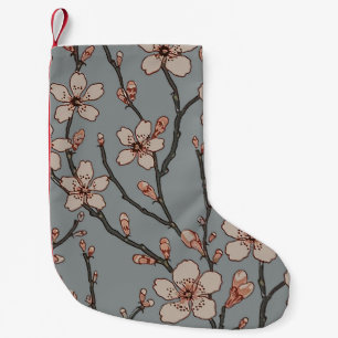 Petite Chaussette De Noël Élégant Motif Fleur rose Douce Fleur Fleur de Ceri