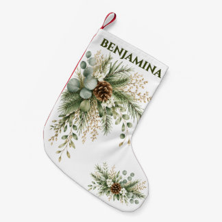 Petite Chaussette De Noël Élégant Noël botanique Evergreen Christmas