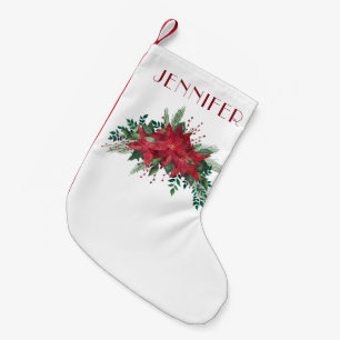 Petite Chaussette De Noël Élégant Noël Rouge Poinsettia