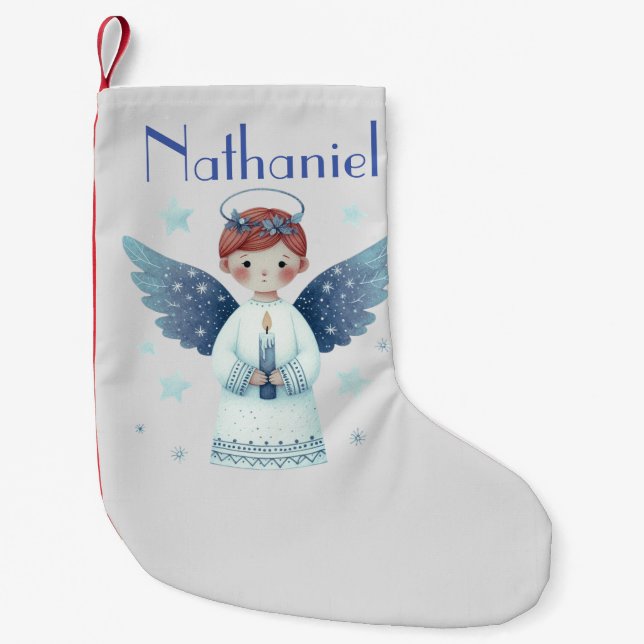 Petite Chaussette De Noël Elégant Nordic Christmas Angel Ajouter un nom (Devant)