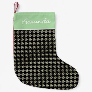 Petite Chaussette De Noël Élégant Snowflakes élégant Nom noir