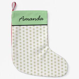 Petite Chaussette De Noël Élégant Snowflakes Nom blanc