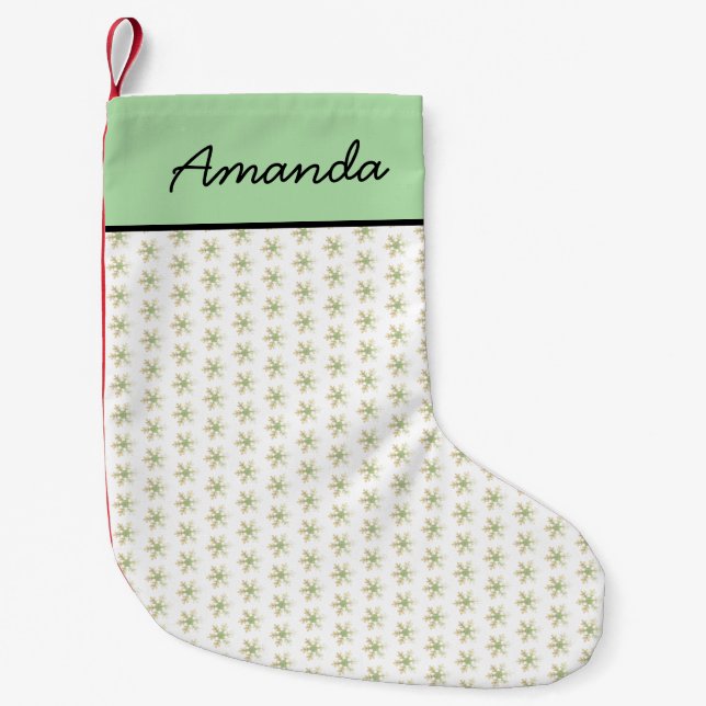 Petite Chaussette De Noël Élégant Snowflakes Nom blanc (Devant)