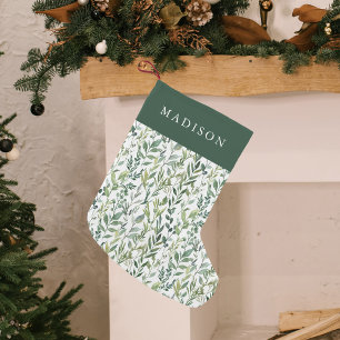 Petite Chaussette De Noël Elégante verdure hivernale Personnalisée