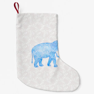 Petite Chaussette De Noël Éléphant indien bleu de motif