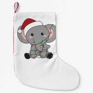 Petite Chaussette De Noël Eléphant Noël Neige Hiver Animaux Eléphants