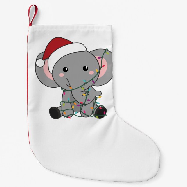 Petite Chaussette De Noël Eléphant Noël Neige Hiver Animaux Eléphants (Devant)