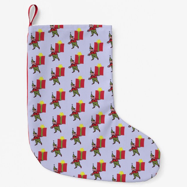 Petite Chaussette De Noël Elf avec boîte rouge - bas de Noël petit (Devant)