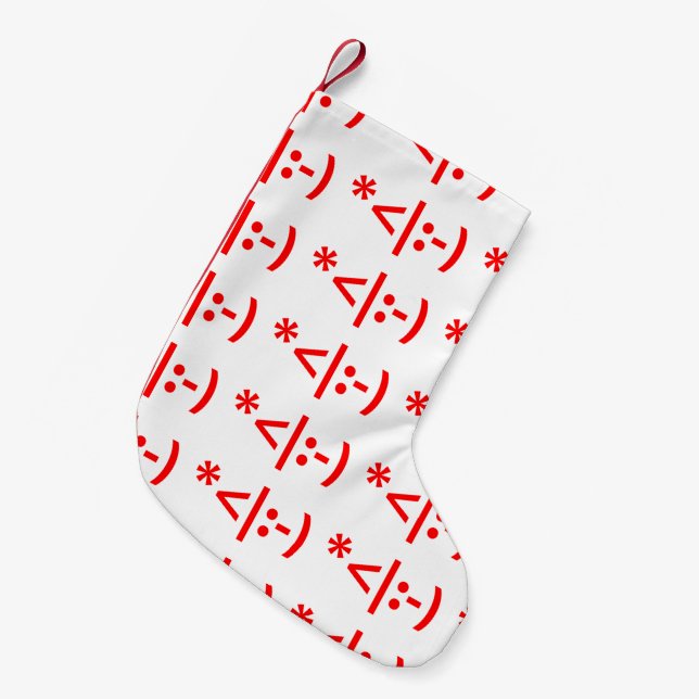 Petite Chaussette De Noël Elfe de Noël Emoticon Xmas ASCII Texte Art (Devant (Accrochage))