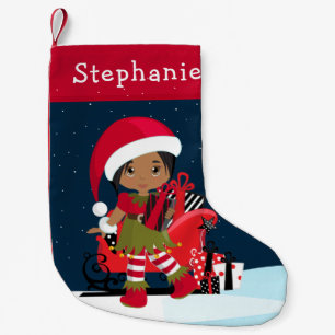 Petite Chaussette De Noël Elfe multiculturelle avec Rudolph