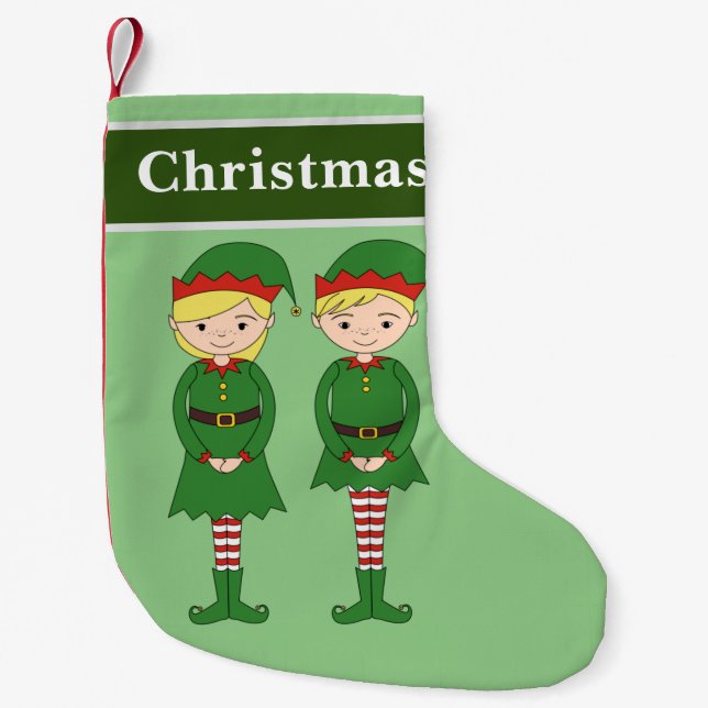 Petite Chaussette De Noël Elfes de Noël Vert (Devant)