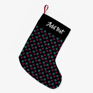 Petite Chaussette De Noël Empreinte décorative rose et bleu en noir