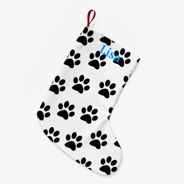 Petite Chaussette De Noël Empreintes de pattes de chats personnalisés Noël S (Devant (Accrochage))