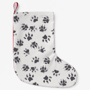 Petite Chaussette De Noël Empreintes Paw : Chien Monochrome Sans Seamless.