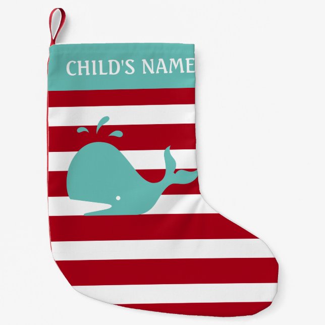 Petite Chaussette De Noël Enfants en bon état rayés rouges nautiques (Devant)
