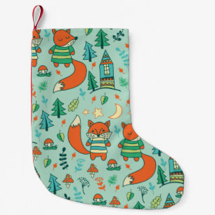Petite Chaussette De Noël Enfants sans soudure avec de jeunes renards. Enfan