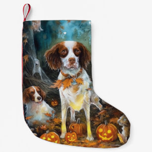 Petite Chaussette De Noël Épouvantable Brittany Spaniel d'Halloween avec des