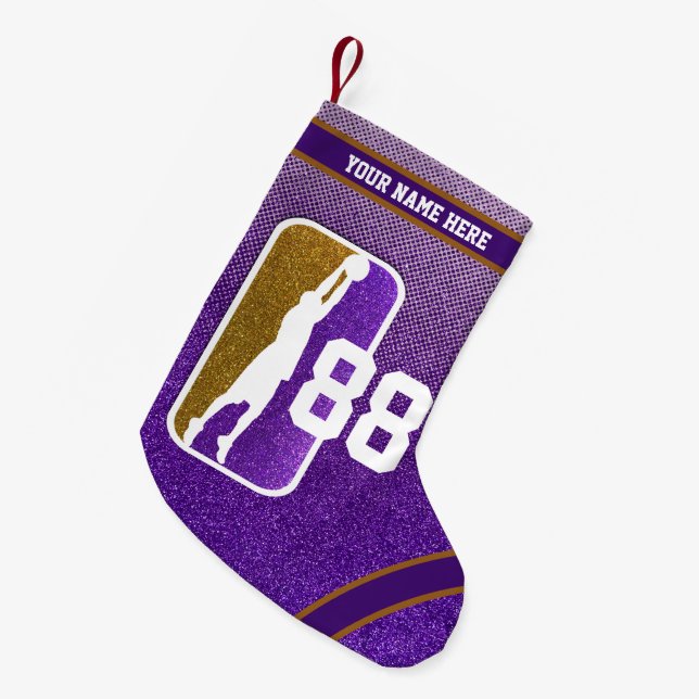 Petite Chaussette De Noël Équipe de basket-ball de Parties scintillant viole (Devant (Accrochage))