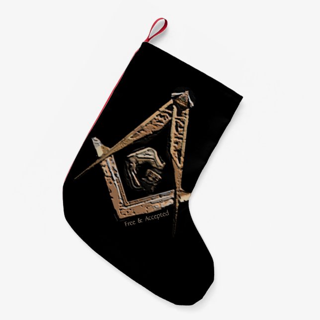 Petite Chaussette De Noël Esprit maçonnique (BrownishGold) (Devant (Accrochage))
