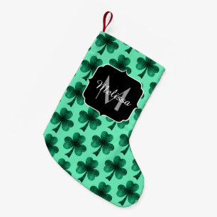 Petite Chaussette De Noël Étincelles vertes Shamrock Saint Patrick' Day Mono