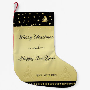 Petite Chaussette De Noël Etoiles de Noël brillantes or, pattes sur or et no