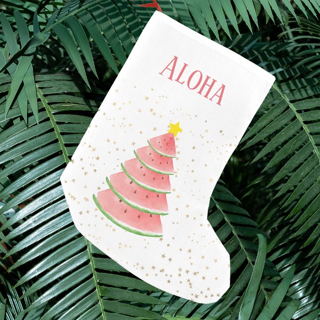 Petite Chaussette De Noël Étoiles d'or de fruits tropicaux Aloha (Créateur téléchargé)