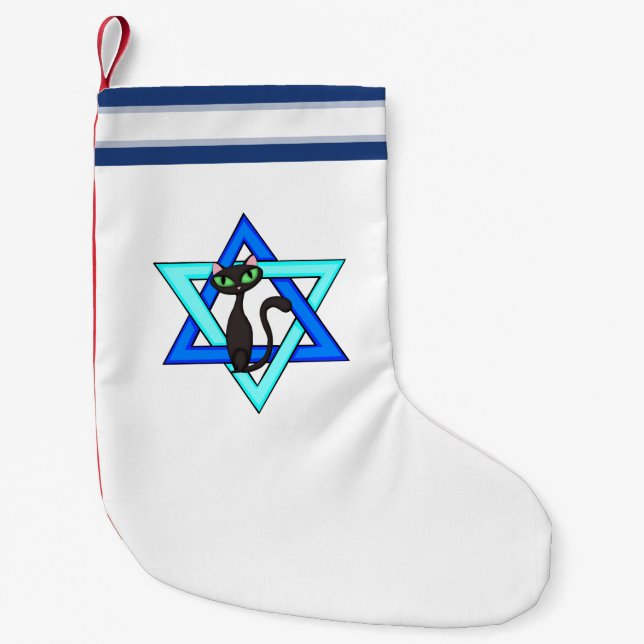 Petite Chaussette De Noël Étoiles juives de chat (Devant)