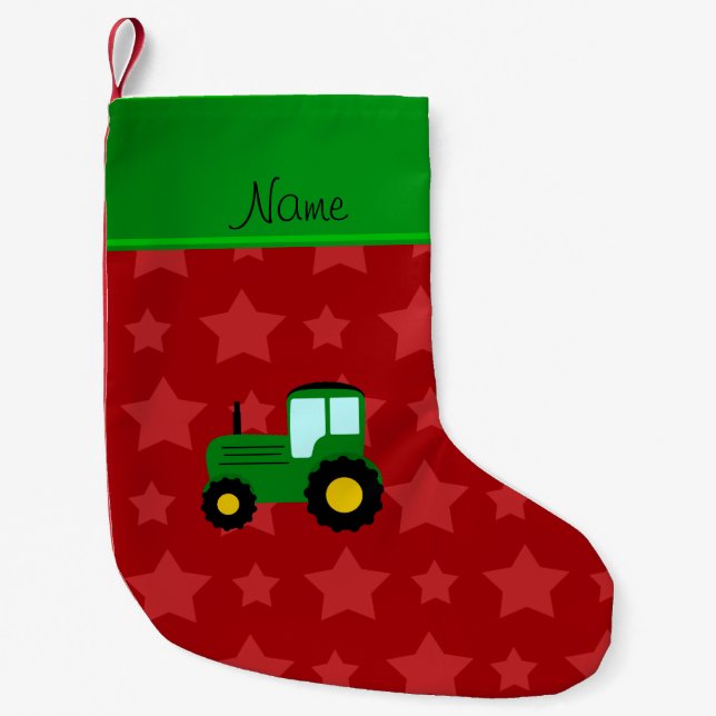Petite Chaussette De Noël Étoiles vertes nommées personnalisées de rouge de (Devant)
