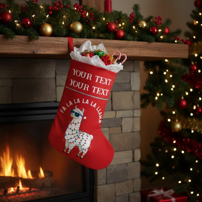 Petite Chaussette De Noël Fa La La La Llama Funny Christmas Personalized (Créateur téléchargé)
