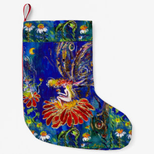 PETITE CHAUSSETTE DE NOËL FAERY DE NUIT SUR LA FLEURS ROUGE