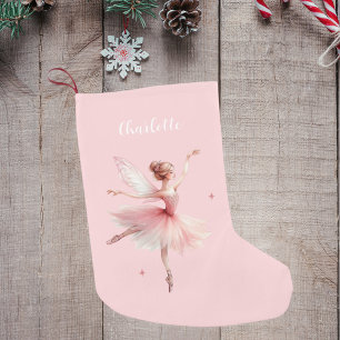 Petite Chaussette De Noël Fairy ballerina rose nom de fille
