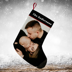 Petite Chaussette De Noël Family Photo Plaid Buffalo Check Scottish Black