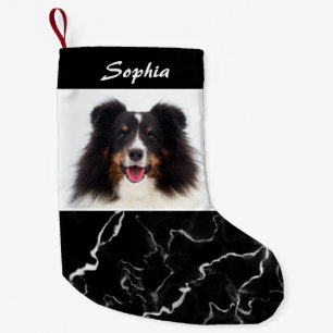 Petite Chaussette De Noël Faux Black Marble Look Custom Pet Modèle photo